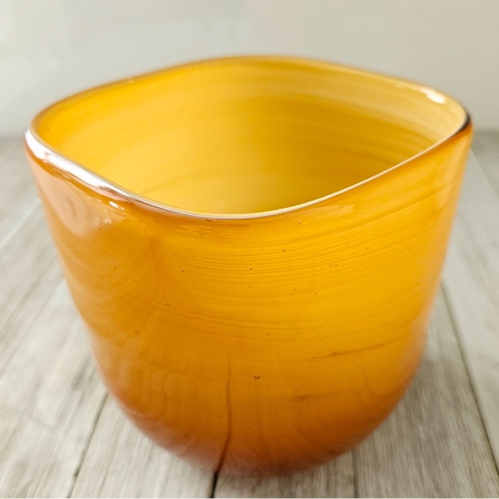 Vintage Golden Brown Hand Blown Glass Bowl Decorative Dish Planter - Picture 8 of 14